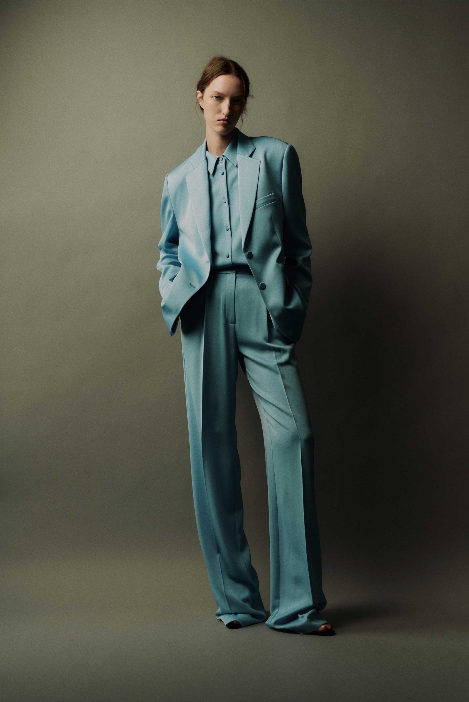 Boyfriend缎面西装式外套