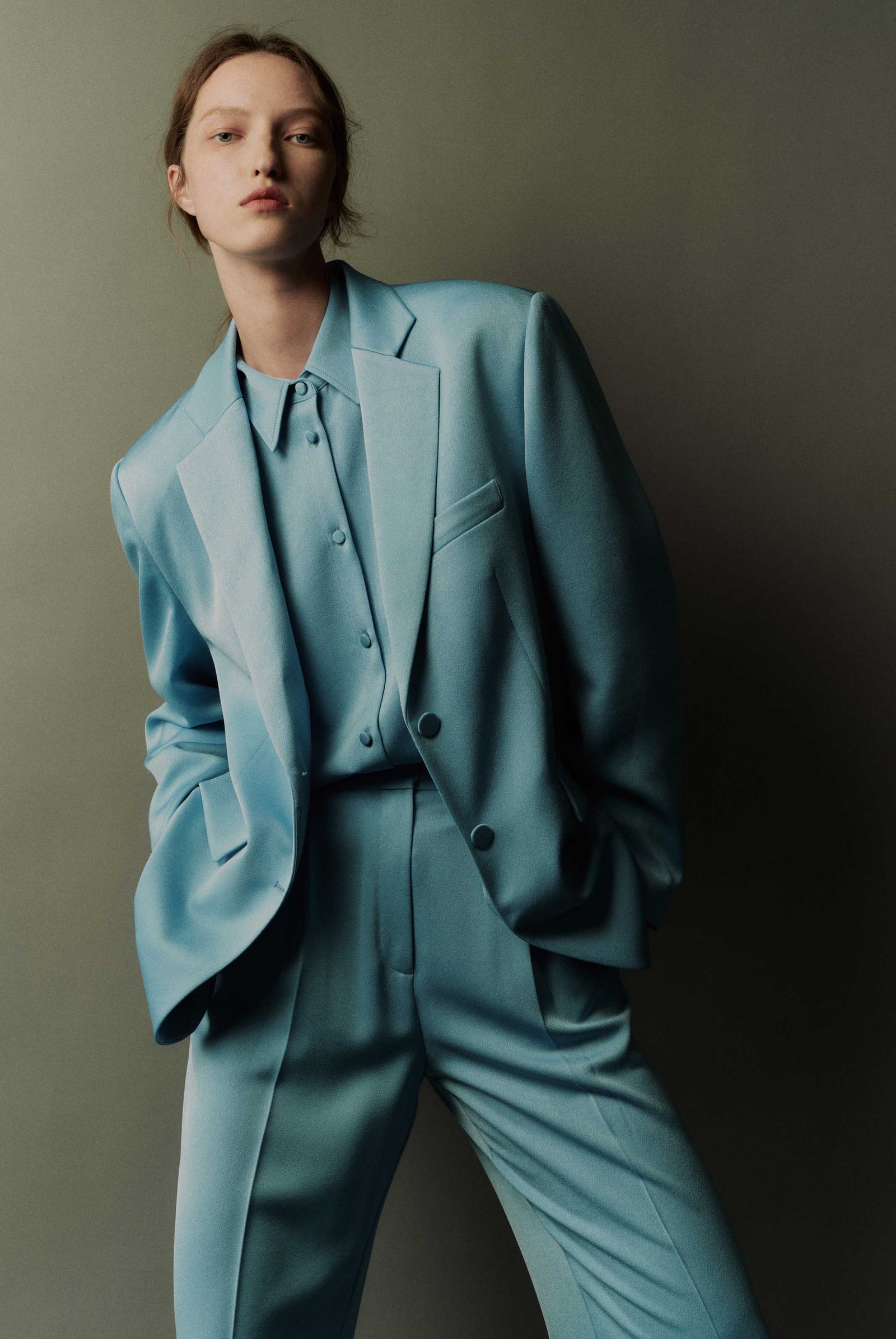 Boyfriend缎面西装式外套-3