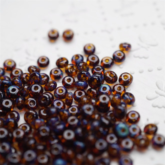 经典透棕色琥珀毕加索色~甜甜圈扁圆隔珠隔片珠米珠捷克珠玻璃琉璃珠 2.5X4MM