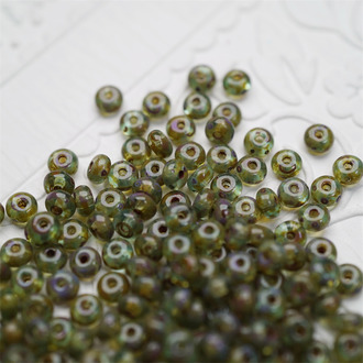 透感水蓝绿复古斑驳毕加索~甜甜圈扁圆隔珠隔片珠米珠捷克珠玻璃琉璃珠 2.5X4MM