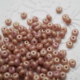 斑驳橘粉光泽感~甜甜圈扁圆隔珠隔片珠米珠捷克珠玻璃琉璃珠 2.5X4MM