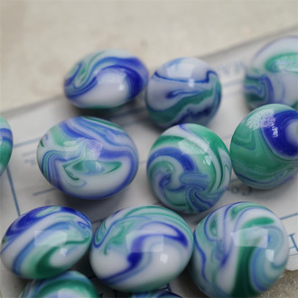 水彩油画蓝绿白莫奈植物园配色mix~日本进口复古手工手造中古玻璃琉璃纽扣  侧孔可串珠