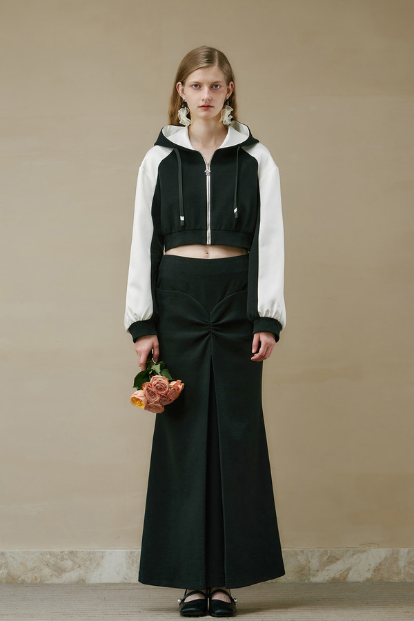 坎肩拼接连帽外套