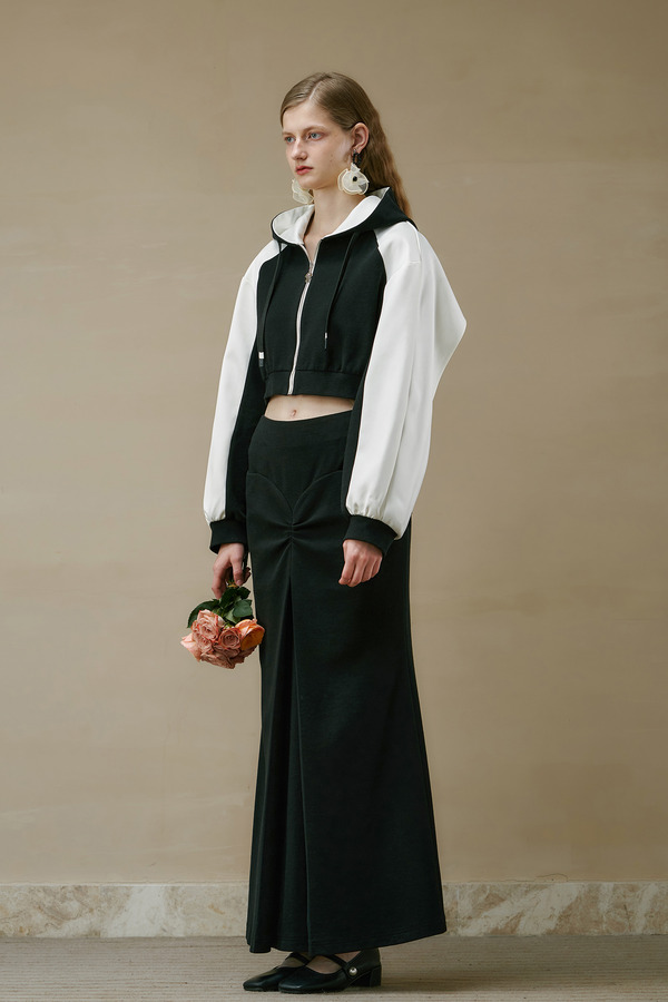 坎肩拼接连帽外套