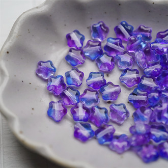 透蓝紫渐变配色~迷你星星捷克珠琉璃五角星玻璃 6MM