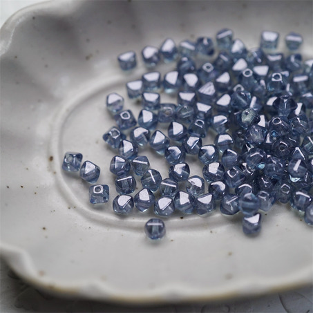 透感光泽水光蓝色~迷你菱形珠捷克珠玻璃琉璃珠串珠法绣材料 4MM-5