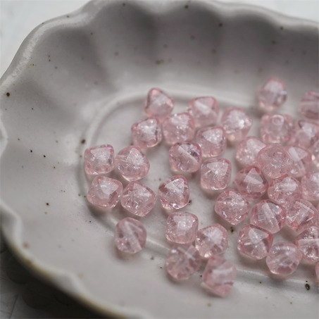 冰裂感透粉粉色~菱形珠捷克珠玻璃琉璃珠串珠材料 6MM-3