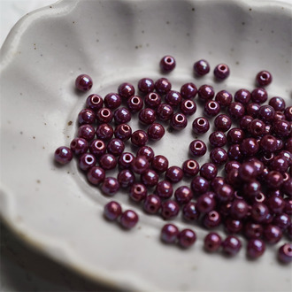 复古深红幻彩色~迷你圆珠捷克珠玻璃琉璃珠 3MM