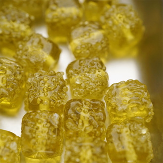 蜜糖色冰晶砂糖感珠珠~手造立方体正方形直孔珠日本进口灯工玻璃琉璃珠 尺寸约9MM