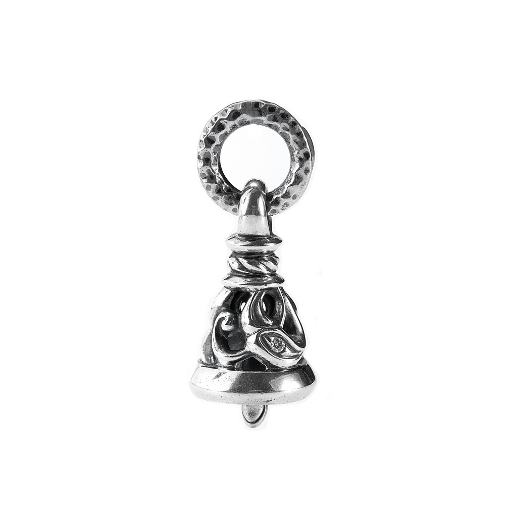 MF PENDANT: CRANE BELL w DIAMONDS-2