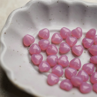 复古果冻梅子樱花粉~迷你小爱心可爱捷克珠玻璃琉璃珠 6MM