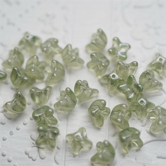 透感高亮水草水光绿色~四瓣小花桂花捷克珠玻璃琉璃珠 9MM