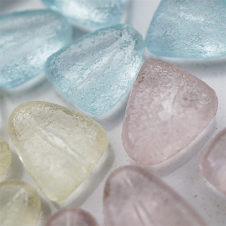 异形扁水滴珠~冰块糖霜感低饱和度糖果色蚀刻风珠珠~日本进口高品质配件树脂珠 20X23MM