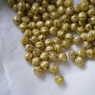 复古斑驳鎏金色~迷你南瓜珠捷克珠玻璃琉璃珠 4MM