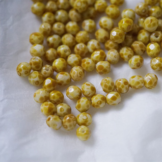 斑驳奶油棕毕加索做旧色~迷你枣形切面火磨珠法绣串珠捷克珠玻璃琉璃珠 4MM