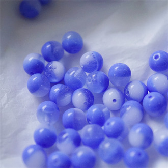 静谧深海透明蓝mix色~圆珠玻璃琉璃捷克珠 6MM