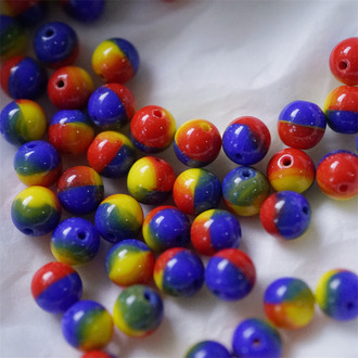 红黄蓝三原色撞色~圆珠玻璃琉璃捷克珠 6MM