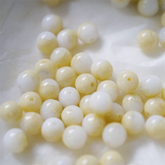 奶酪米黄白色mix色~圆珠玻璃琉璃捷克珠 6MM