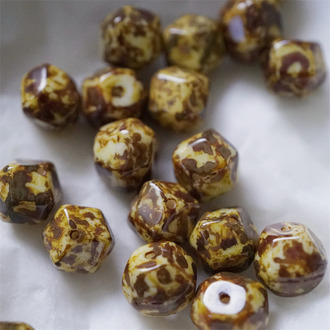 复古做旧毕加索棕色~立体多边形异形几何感捷克珠玻璃珠 8MM
