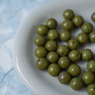 斑驳毕加索橄榄绿做旧感~圆珠玻璃琉璃捷克珠 6MM