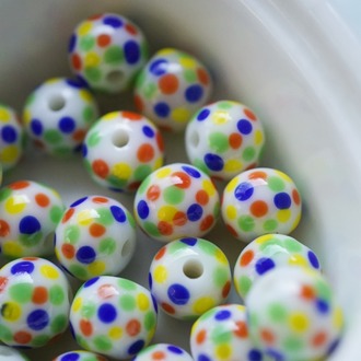 梦幻游乐园彩色粗波点圆珠~日本进口灯工玻璃琉璃珠立体波点 11MM