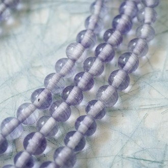 串装~复古透紫色条纹mix手造绝美圆珠~日本进口中古古董灯工玻璃琉璃珠 约6-7MM