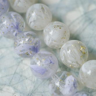 星空闪粉水彩感晕染油画~日本采购品牌配件绝美树脂圆珠