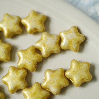 复古鎏金色圣诞配色~五角星捷克珠玻璃琉璃珠星星 12MM