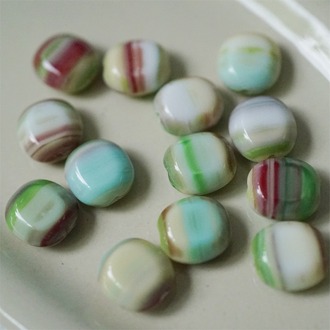 低饱和彩色系条纹mix~小椭圆捷克珠玻璃琉璃珠 10X9MM