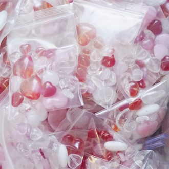 混装款8号~红粉透色系桃心爱心mix捷克珠玻璃琉璃珠 混色款20g