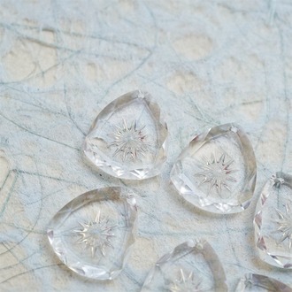 透明放射璀璨星星~施华洛S家进口凹雕古董玻璃吊坠串珠材料 宽18MM