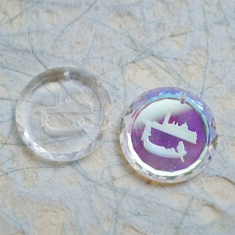 两色入~威尼斯游船景色浮雕切面边缘~施华洛S家进口凹雕古董玻璃吊坠串珠材料 宽25MM