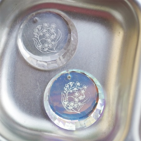 两色入~浮雕铃兰花纹切面边缘~施华洛S家进口古董玻璃吊坠串珠材料 宽25MM-5