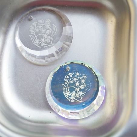 两色入~浮雕铃兰花纹切面边缘~施华洛S家进口古董玻璃吊坠串珠材料 宽25MM-4