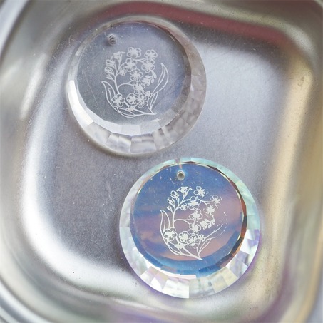 两色入~浮雕铃兰花纹切面边缘~施华洛S家进口古董玻璃吊坠串珠材料 宽25MM-6