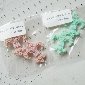 克罗心风格浮雕花古董配件贴片树脂制~日本采购品牌配件