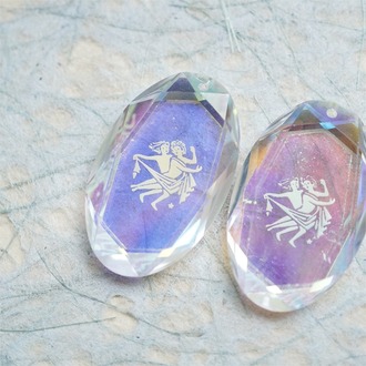 双子座~稀有星座系列中古吊坠~施华洛S家进口古董玻璃吊坠串珠材料 宽24MM