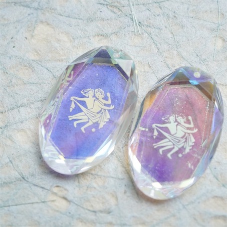 双子座~稀有星座系列中古吊坠~施华洛S家进口古董玻璃吊坠串珠材料 宽24MM-2