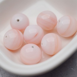 奶油蜜桃配色条纹mix手造圆珠~日本进口中古古董灯工玻璃琉璃珠 13MM