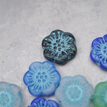 随机5枚~彩色系mix描蓝色~大号樱花捷克珠玻璃琉璃 18MM-5
