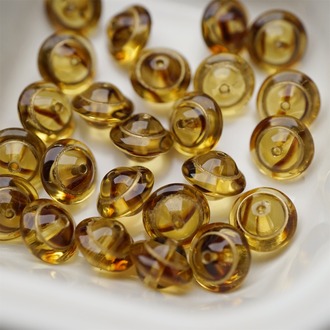 玳瑁琥珀色条纹mix描金~陀螺UFO土星捷克珠玻璃琉璃珠 8X10MM