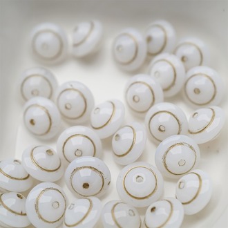 纯色蛋白描金色~陀螺UFO土星捷克珠玻璃琉璃珠 8X10MM