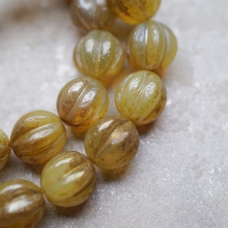 焦糖蛋白色渐变光泽感~南瓜珠捷克珠玻璃琉璃珠 12MM