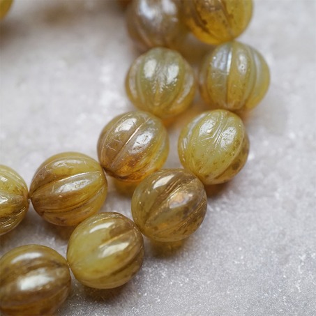 焦糖蛋白色渐变光泽感~南瓜珠捷克珠玻璃琉璃珠 12MM-4