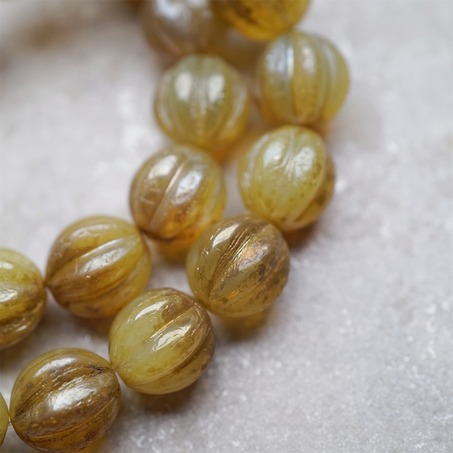 焦糖蛋白色渐变光泽感~南瓜珠捷克珠玻璃琉璃珠 12MM-6