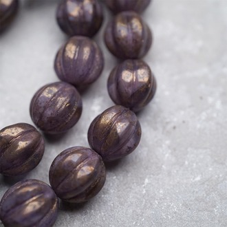 复古紫色渐变光泽感~南瓜珠捷克珠玻璃琉璃珠 12MM