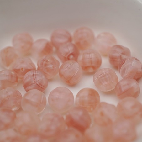 可爱渐变透明条纹粉mix色~南瓜珠捷克珠玻璃琉璃珠 8MM