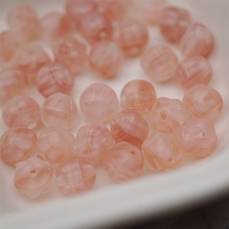 可爱渐变透明条纹粉mix色~南瓜珠捷克珠玻璃琉璃珠 8MM-5