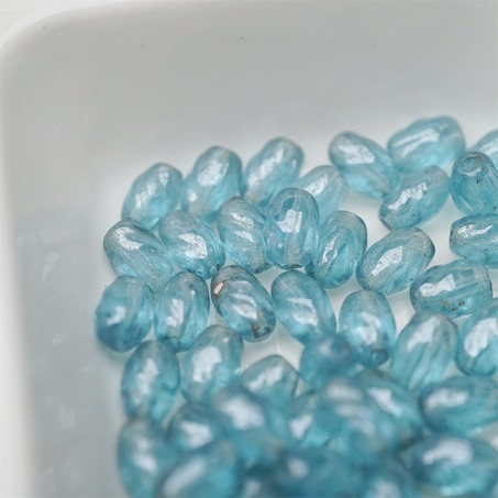高光透感油亮蓝色~迷你螺旋椭圆百搭捷克珠玻璃珠 5X8MM-2