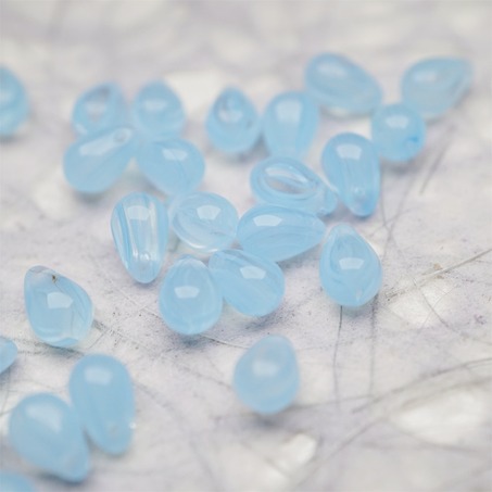 浅色条纹透感mix婴儿蓝色~常规水滴珠捷克珠玻璃琉璃珠 6X9MM-6